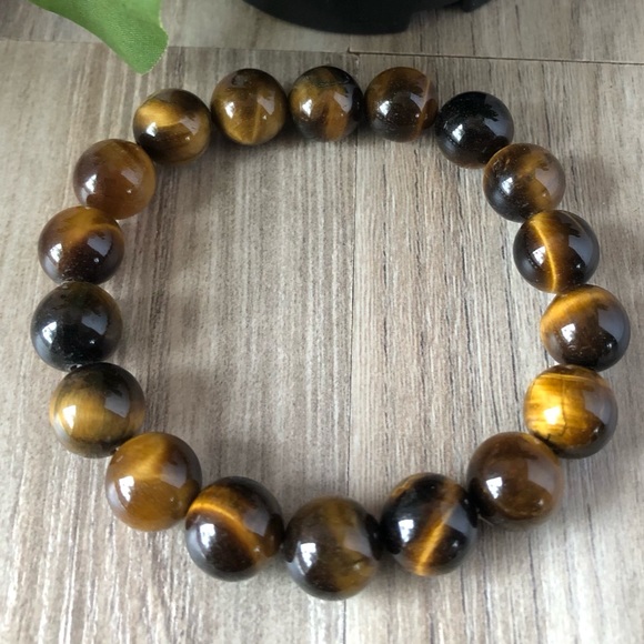 Tiger Eye Natural Stone 10mm Beads Stretchable Bracelet 7" - Best Gift - Picture 2 of 2
